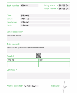 Test Report testolone RAD140 2